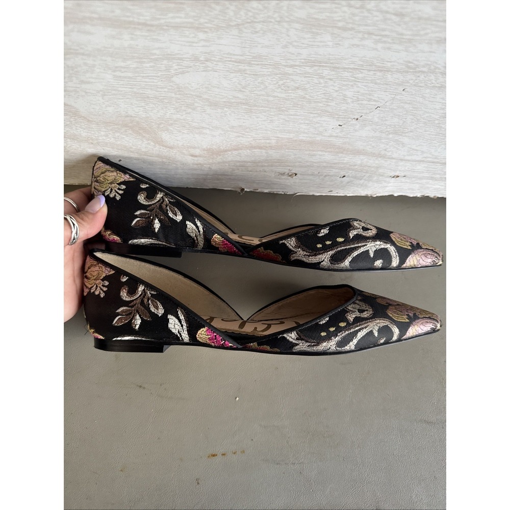 Sam Edelman Rena D'Orsay flats Pointed Toe Floral Embroidered Fabric Sz 7.5 - Picture 7 of 8